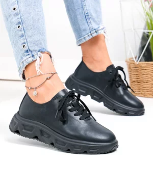 Pantofi casual dama piele naturala negri fara cusaturi F002-534