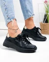 Pantofi casual dama piele naturala negri perforati cu inchidere sireturi T-2820 2