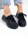 Pantofi casual dama piele naturala negri perforati cu inchidere sireturi T-2820 3