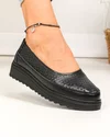 Pantofi casual dama piele naturala negri perforati cu inchidere slip-on VK-F001-504 5