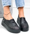 Pantofi casual dama piele naturala negri perforati cu insertie elastica T-9008 3