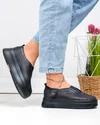 Pantofi casual dama piele naturala negri perforati cu insertie elastica T-9008 1