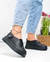 Pantofi casual dama piele naturala negri perforati cu insertie elastica T-9008 4