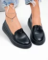 Pantofi casual dama piele naturala negri perforati cu talpa flexibila JY6701 1