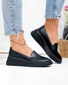 Pantofi casual dama piele naturala negri perforati cu talpa flexibila JY6701 4