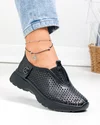 Pantofi casual dama piele naturala negri perforati cu talpa flexibila T6041 3