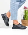 Pantofi casual dama piele naturala negri perforati cu talpa flexibila T6041 4