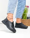 Pantofi casual dama piele naturala negri perforati cu talpa flexibila T6041 5