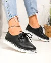 Pantofi casual dama piele naturala negri perforati partial cu imprimeu sarpe JY3930 2