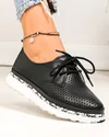 Pantofi casual dama piele naturala negri perforati partial cu imprimeu sarpe JY3930 3