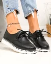 Pantofi casual dama piele naturala negri perforati partial cu imprimeu sarpe JY3930 4