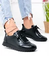 Pantofi casual dama piele naturala negricu inchidere sireturi F002-642 3