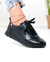 Pantofi casual dama piele naturala negricu inchidere sireturi F002-642 2