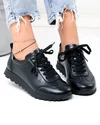 Pantofi casual dama piele naturala negricu inchidere sireturi F002-642 1