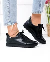 Pantofi casual dama piele naturala negricu inchidere sireturi F002-642 4