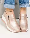 Pantofi casual dama piele naturala rose cu inchidere fermoar lateral ZT-06 4