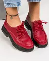 Pantofi casual dama piele naturala rosii cu talpa neagra JY3121 2
