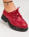 Pantofi casual dama piele naturala rosii cu talpa neagra JY3121 3