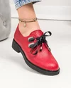 Pantofi casual dama piele naturala rosii cu varf rotund PC806 2
