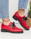 Pantofi casual dama piele naturala rosii cu varf rotund PC806 4