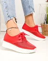 Pantofi casual dama piele naturala rosii partial perforati JY3882 3