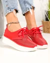 Pantofi casual dama piele naturala rosii partial perforati JY3882 5