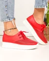 Pantofi casual dama piele naturala rosii partial perforati JY3882 1