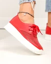 Pantofi casual dama piele naturala rosii partial perforati JY3882 4
