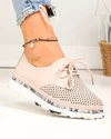 Pantofi casual dama piele naturala roz cu imprimeu sarpe si inchidere sireturi JY3930 3