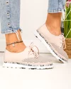 Pantofi casual dama piele naturala roz cu imprimeu sarpe si inchidere sireturi JY3930 5