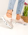 Pantofi casual dama piele naturala roz cu imprimeu sarpe si inchidere sireturi JY3930 1