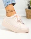 Pantofi casual dama piele naturala roz cu inchidere sireturi F001-773 4