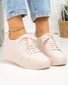 Pantofi casual dama piele naturala roz cu inchidere sireturi F001-773 5