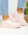 Pantofi casual dama piele naturala roz cu inchidere sireturi F001-773 2