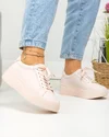 Pantofi casual dama piele naturala roz cu inchidere sireturi F001-773 1