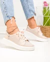 Pantofi casual dama piele naturala roz cu inchidere sireturi JY3285 1