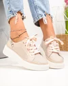 Pantofi casual dama piele naturala roz cu inchidere sireturi JY3285 4