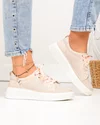 Pantofi casual dama piele naturala roz cu inchidere sireturi JY3285 5