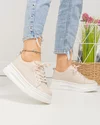 Pantofi casual dama piele naturala roz cu inchidere sireturi si varf rotund AW2023-26 2