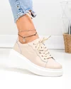 Pantofi casual dama piele naturala roz cu inchidere sireturi T6053 4