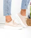 Pantofi casual dama piele naturala roz cu inchidere sireturi T6053 1