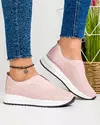 Pantofi casual dama piele naturala roz cu inchidere slip-on talpa alba si perforatii T-3099 2