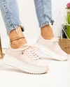 Pantofi casual dama piele naturala roz cu inimioara metalica si talpa groasa F001-775 1