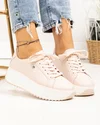 Pantofi casual dama piele naturala roz cu inimioara metalica si talpa groasa F001-775 3