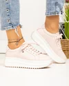 Pantofi casual dama piele naturala roz cu inimioara metalica si talpa groasa F001-775 4