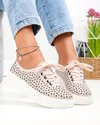 Pantofi casual dama piele naturala roz cu model perforat si inchidere sireturi JY3230 4