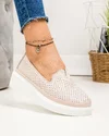 Pantofi casual dama piele naturala roz cu perforatii si inchidere slip-on JY3872 2