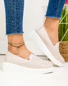 Pantofi casual dama piele naturala roz cu perforatii si inchidere slip-on JY3872 4