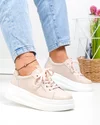 Pantofi casual dama piele naturala roz cu talpa alba AW468 2