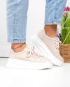 Pantofi casual dama piele naturala roz cu talpa alba AW468 4